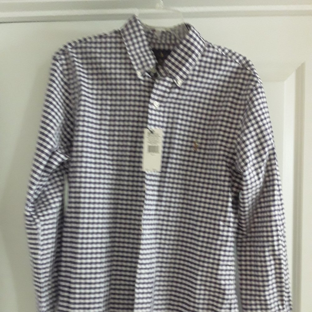 NWT RALPH LAUREN LONG SLEEVE PURPLE SHIRT MEDIUM